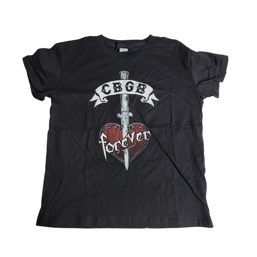 CBGB OMFUG Forever Graphic T-Shirt Black Heart Dagger Punk Rock USA Made Large